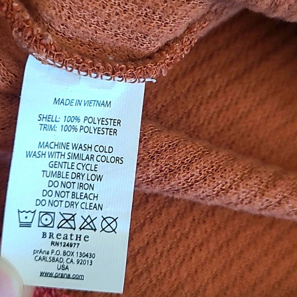 PrAna Breathe Rust Orange Zip Up Sweater XL Ribbed Trim Mock Neck Yoga Outdoor - Picture 15 of 15